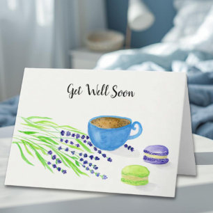 Wieder Gesund Wasserfarbe Kaffee, Lavendel, Makron Feiertagskarte