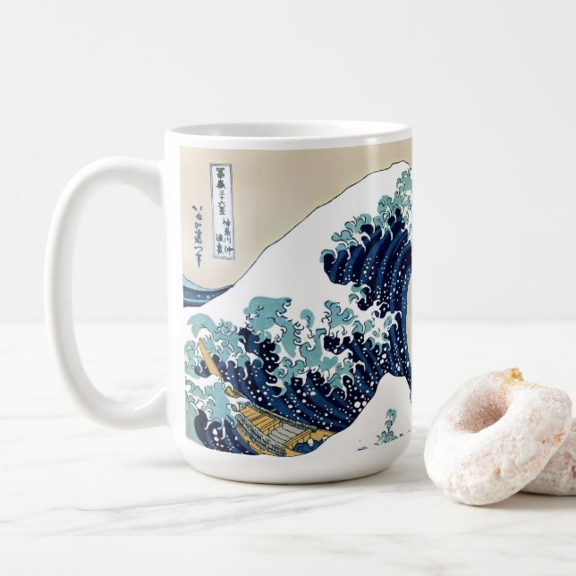 Wieder hergestellte große Welle weg von Kanagawa Kaffeetasse (Mit Donut)