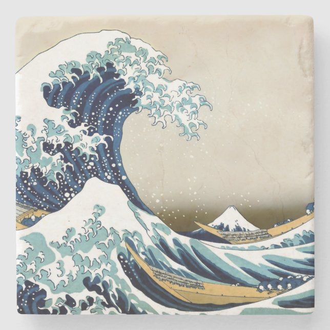 Wieder hergestellte große Welle weg von Kanagawa Steinuntersetzer (Vorderseite)