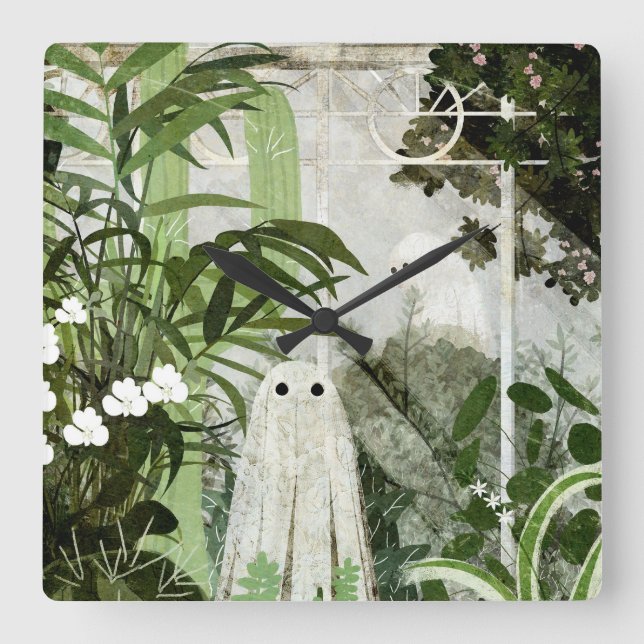 Wieder ist ein Geist im Greenhouse... Quadratische Wanduhr (Vorderseite)