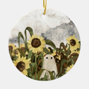 Wieder ist ein Geist im Sonnenblumenfeld... Keramik Ornament