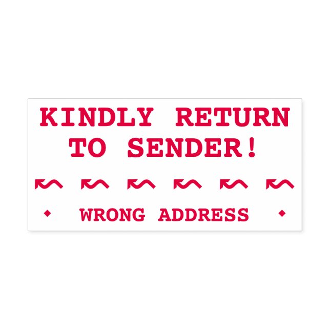 "WIEDER ZUM SENDER ZURÜCK!", "FALSCHE ADRESSE" PERMASTEMPEL (Design)