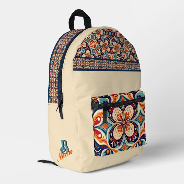 Wiederbesichtigte mexikanische Volkskunst personal Bedruckter Rucksack (Rückseitige Ecke links)