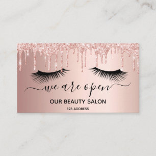 Wiedereröffnung Schönheitssalon Rose Gold Glitzer  Visitenkarte