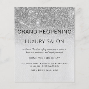 Wiedereröffnung Silver Modern Glitter Salon Flyer