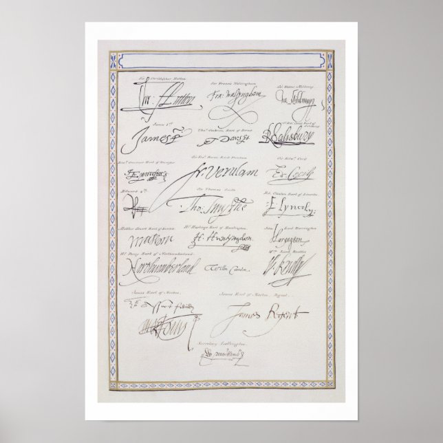 Wiedergabe der Unterschriften der Tudors und ihrer Poster (Vorne)