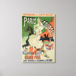 Wiedergabe einer Plakatwerbung 'Paris-Kurs Leinwanddruck
