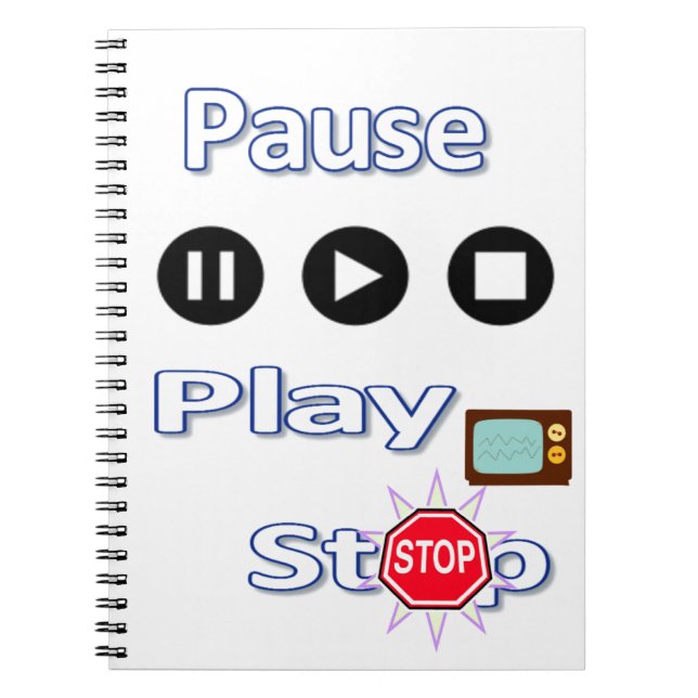 Wiedergabe Pause Stop  Notizbuch Notizblock (Vorderseite)