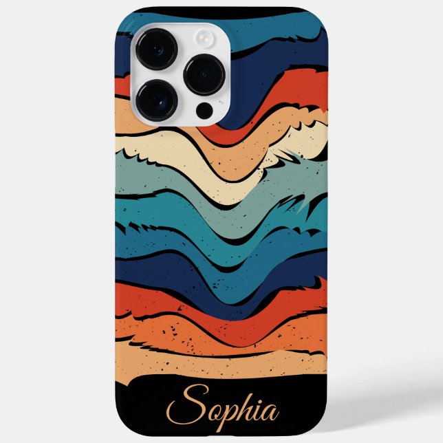 Wiedergabe von Retro-Regenbogenstreifen für benutz Case-Mate iPhone 14 Pro Max Hülle (Rückseite)