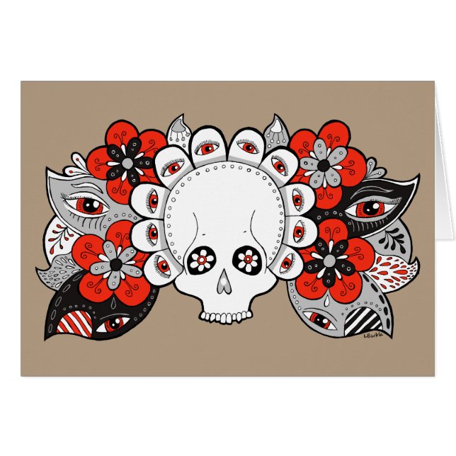 "Wiedergeburt-" Schädel und Blumen, die leere (Vorderseite (Horizontal))