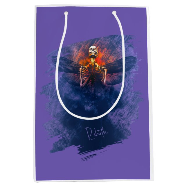 Wiedergeburt. Skelett mit aufsteigenden Flügeln Mittlere Geschenktüte (Vorderseite)