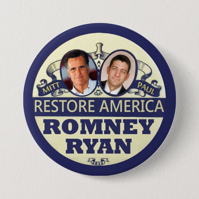 Wiederherstellung Amerika: Romney u. Ryan Button (Vorderseite)