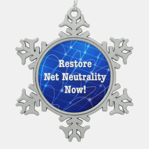 Wiederherstellung der Netzneutralität jetzt! Schneeflocken Zinn-Ornament
