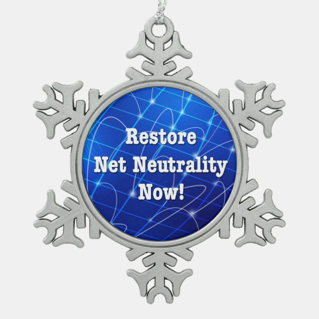 Wiederherstellung der Netzneutralität jetzt! Schneeflocken Zinn-Ornament (Vorderseite)
