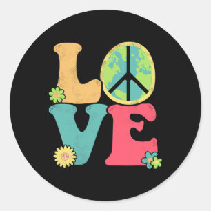 Wiederherstellung des Erdfriedenssignales "Hippie" Runder Aufkleber