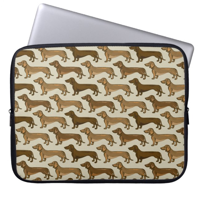Wiederholen der Dackel-Muster-Laptop-Hülse Laptopschutzhülle (Vorderseite)