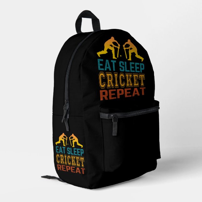 Wiederholen Sie den Schlaf-Cricket Bedruckter Rucksack (Rückseitige Ecke links)