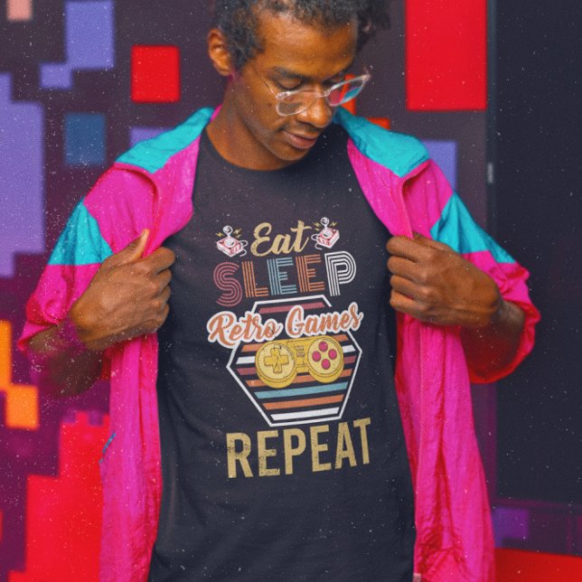 Wiederholen Sie die Retro-Spiele für den Schlaf -  T-Shirt (Von Creator hochgeladen)
