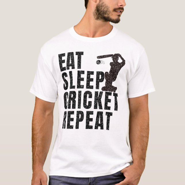 Wiederholen Sie Schlaf-Cricket T-Shirt (Vorderseite)