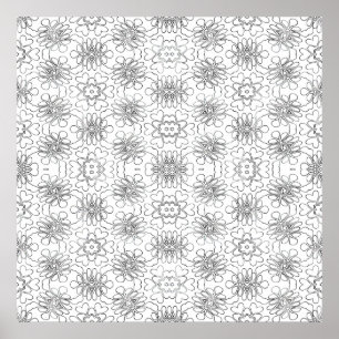 Wiederholendes Blumenfliesenmuster mit Herzformen Poster