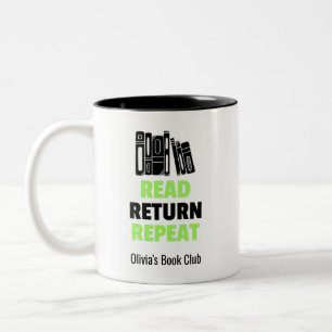 Wiederholte Bibliothekbuch-Liebhaber zurückgeben Zweifarbige Tasse