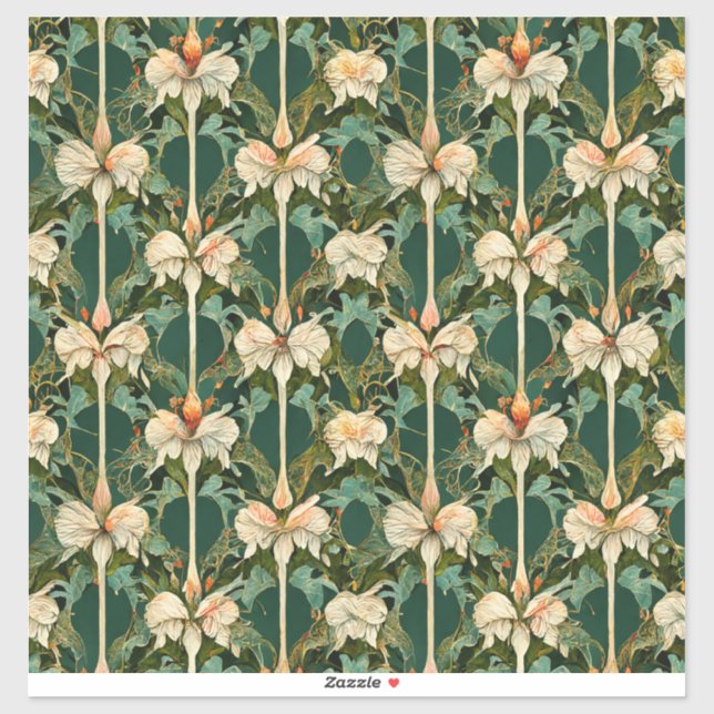 Wiederholte botanische Muster Aufkleber (Blatt)