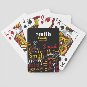 Wiederholte Familienname Typografie Black Spielkarten