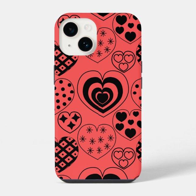 Wiederholte Herzen iPhone 14 Hülle (Rückseite)