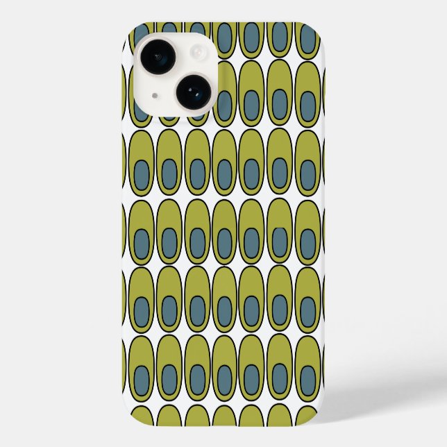 Wiederholte Olive Green und Grauovale Case-Mate iPhone 14 Hülle (Rückseite)
