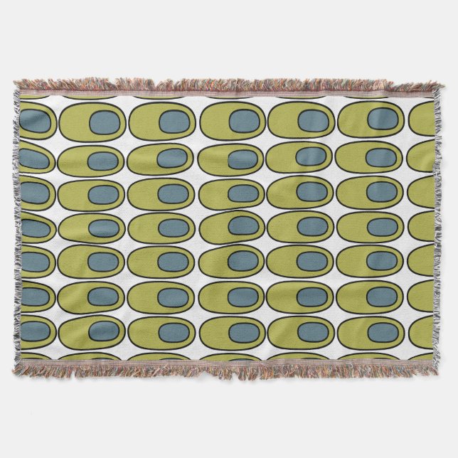 Wiederholte Olive Green und Grauovale Decke (Vorderseite)