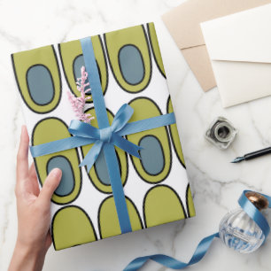 Wiederholte Olive Green und Grauovale Geschenkpapier