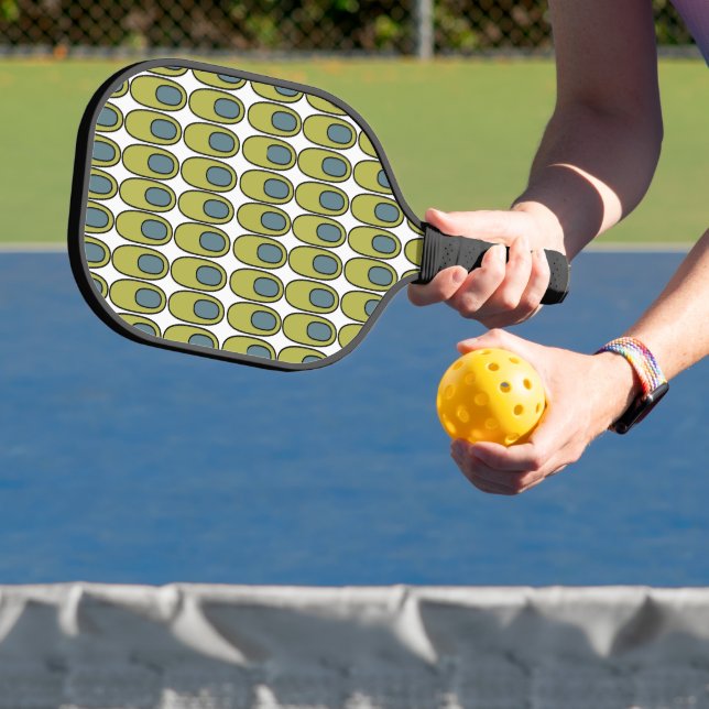 Wiederholte Olive Green und Grauovale Pickleball Schläger (InSitu)