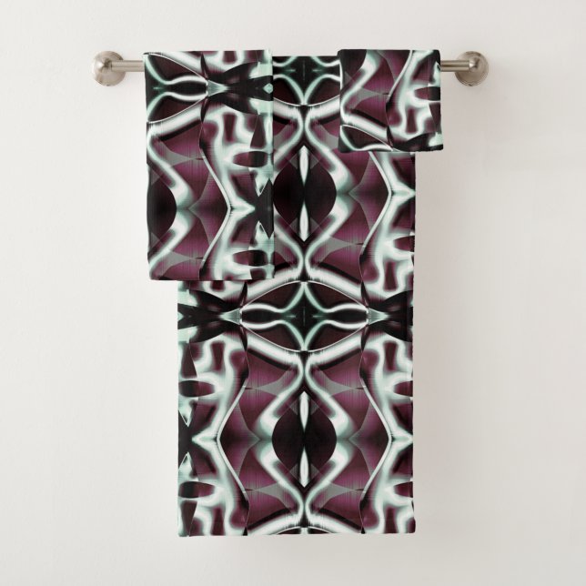 Wiederholte opake Rot- und Gradientenkurven Badhandtuch Set (Insitu)