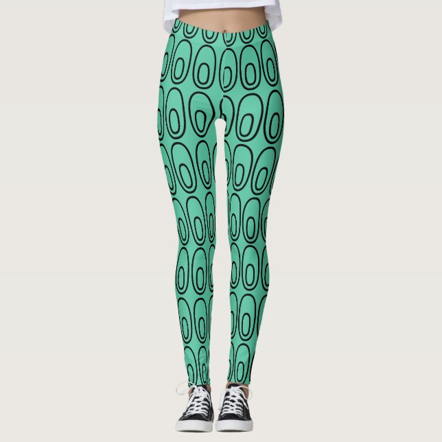 Wiederholte Pfeffergrün-Ovale Leggings (Vorderseite)