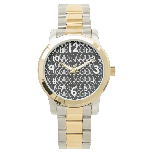 Wiederholte schwarze Ovale Armbanduhr (Vorderseite)