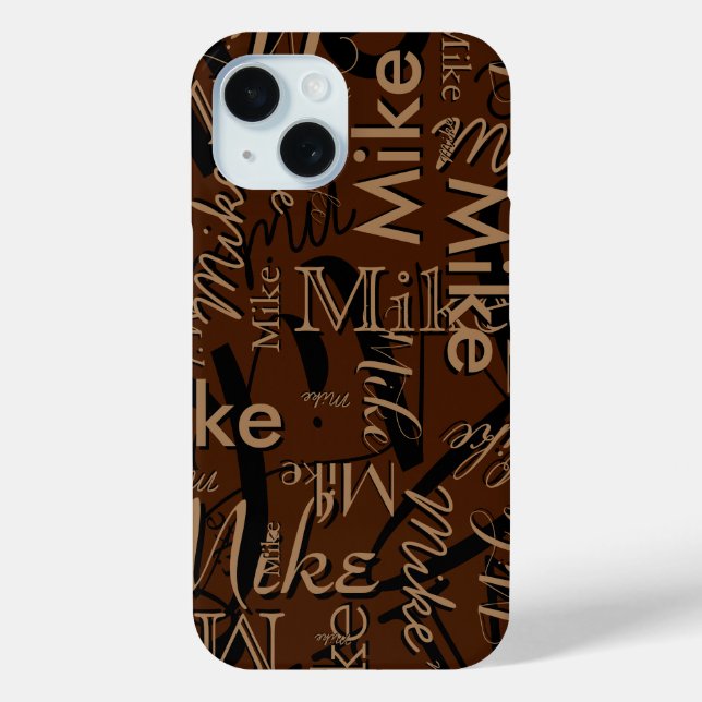 Wiederholter Individuelle Name Modernes Braun Case-Mate iPhone Hülle (Rückseite)