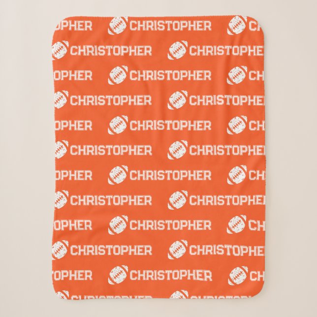 Wiederholter Name Football Dreams Orange Sherpadecke (Vorderseite)