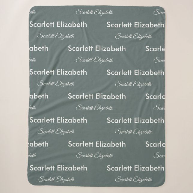 Wiederholter Name Modern Boho Balsam Green Sherpadecke (Vorderseite)