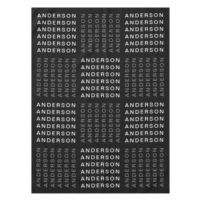 Wiederholter Name oder Word-Muster Grau Schwarz &  Tischdecke (Vorderseite)