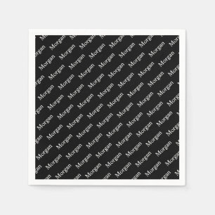 Wiederholter Name oder Word-Muster Schwarz/Weiß Serviette
