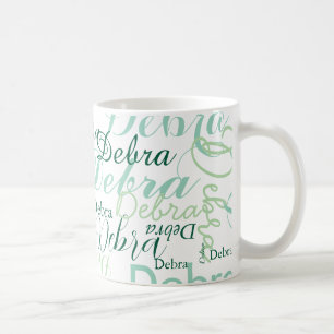 Wiederholter Name Typografie grünes Muster Kaffeetasse