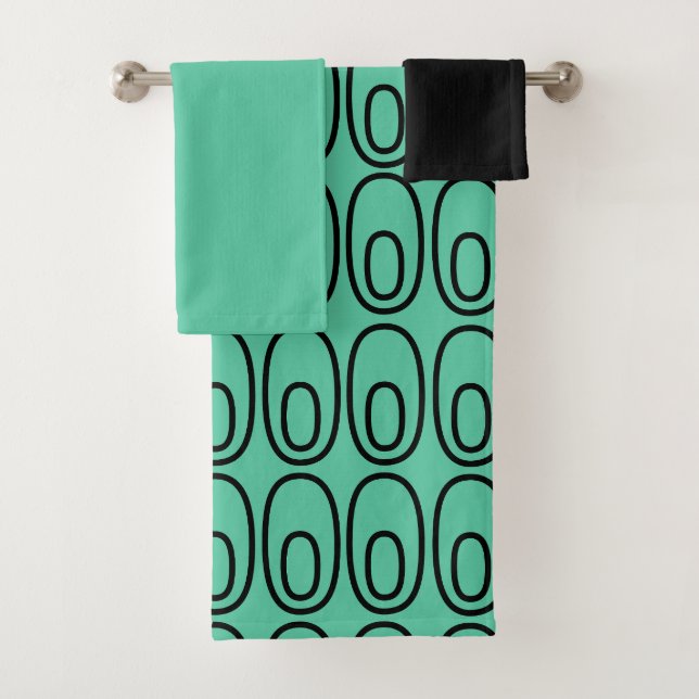 Wiederholtes Minze Green Ovals Badetuch-Set Badhandtuch Set (Insitu)
