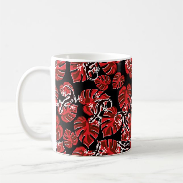 Wiederholtes Muster aus Salamander und rotem Leaf Kaffeetasse (Links)