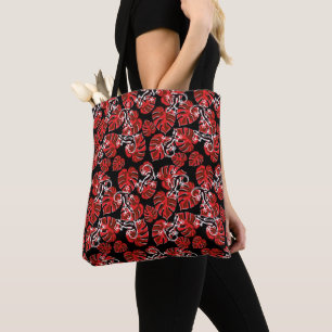 Wiederholtes Muster aus Salamander und rotem Leaf Tasche