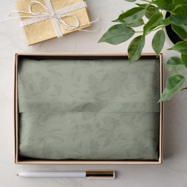 Wiederholtes Muster der grünen Blüte Seidenpapier (Geschenk)