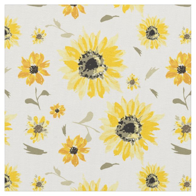Wiederholtes Muster der Wasserfarben-Sonnenblume Stoff (Nahaufnahme)