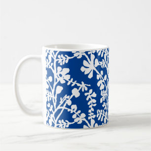 Wiederholtes Muster für blaue und weiße Flora Kaffeetasse