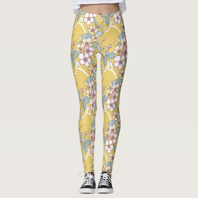 Wiederholtes Muster in Pastellfarben Leggings (Vorderseite)