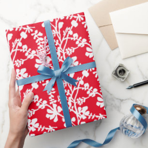 Wiederholtes Muster in Rot und Weiß Geschenkpapier