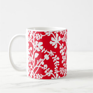 Wiederholtes Muster in Rot und Weiß Kaffeetasse